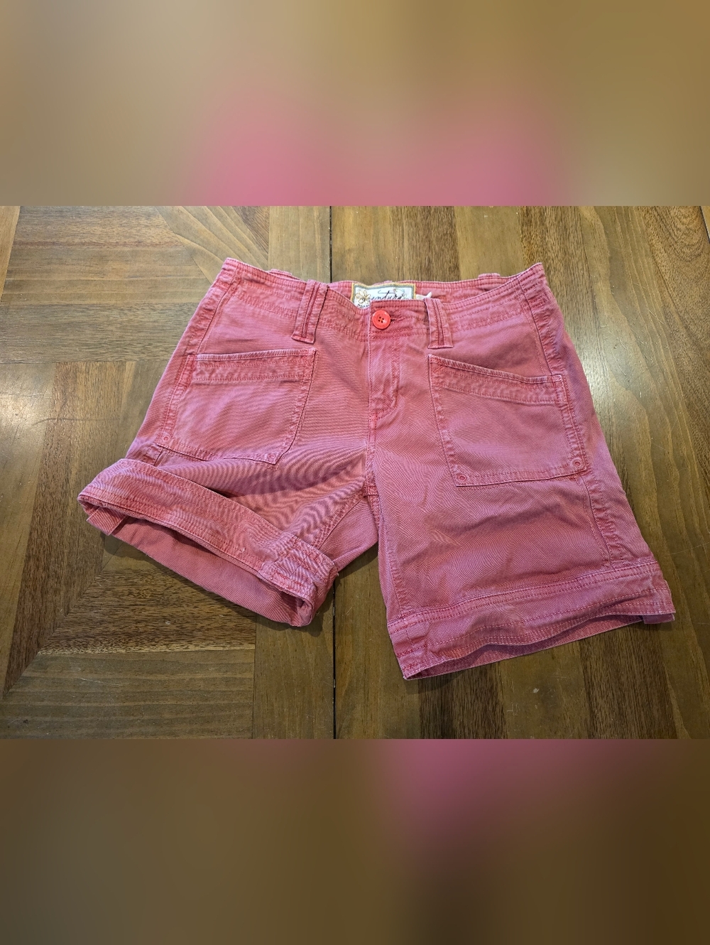 Aventura Shorts 100% Organic Cotton Sz 4 / Small Berry Pink Rolled Cuffs